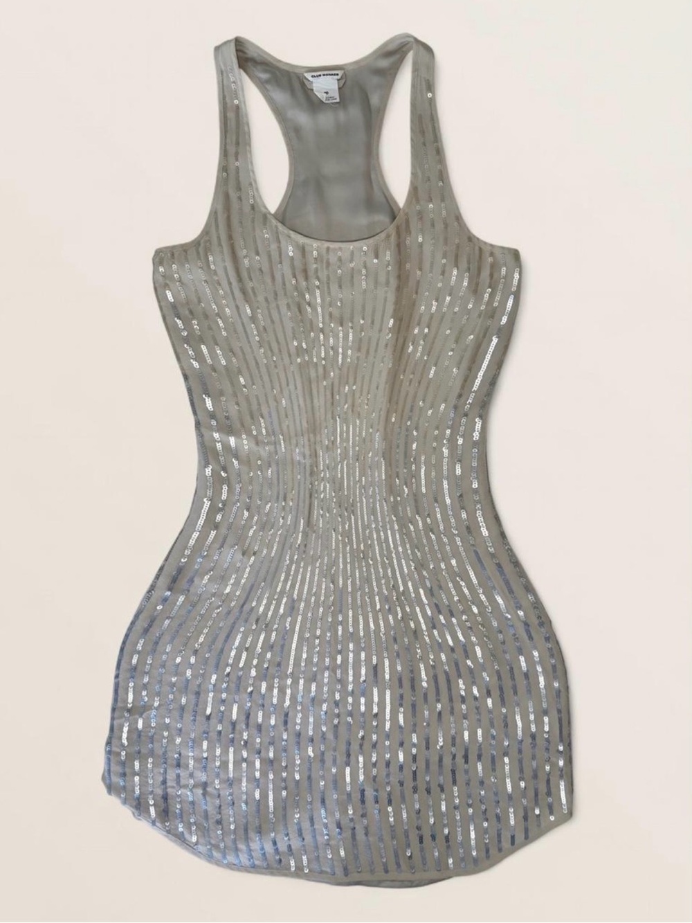Club Monaco Silk Sequin Mini Dress Champagne Beige Party Slip Dress - Size 00